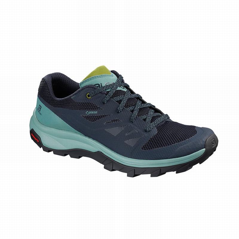 SALOMON OUTLINE GORE-TEX Philippines - Women's Hiking Shoes - Turquoise/Navy | 749035-YWQ